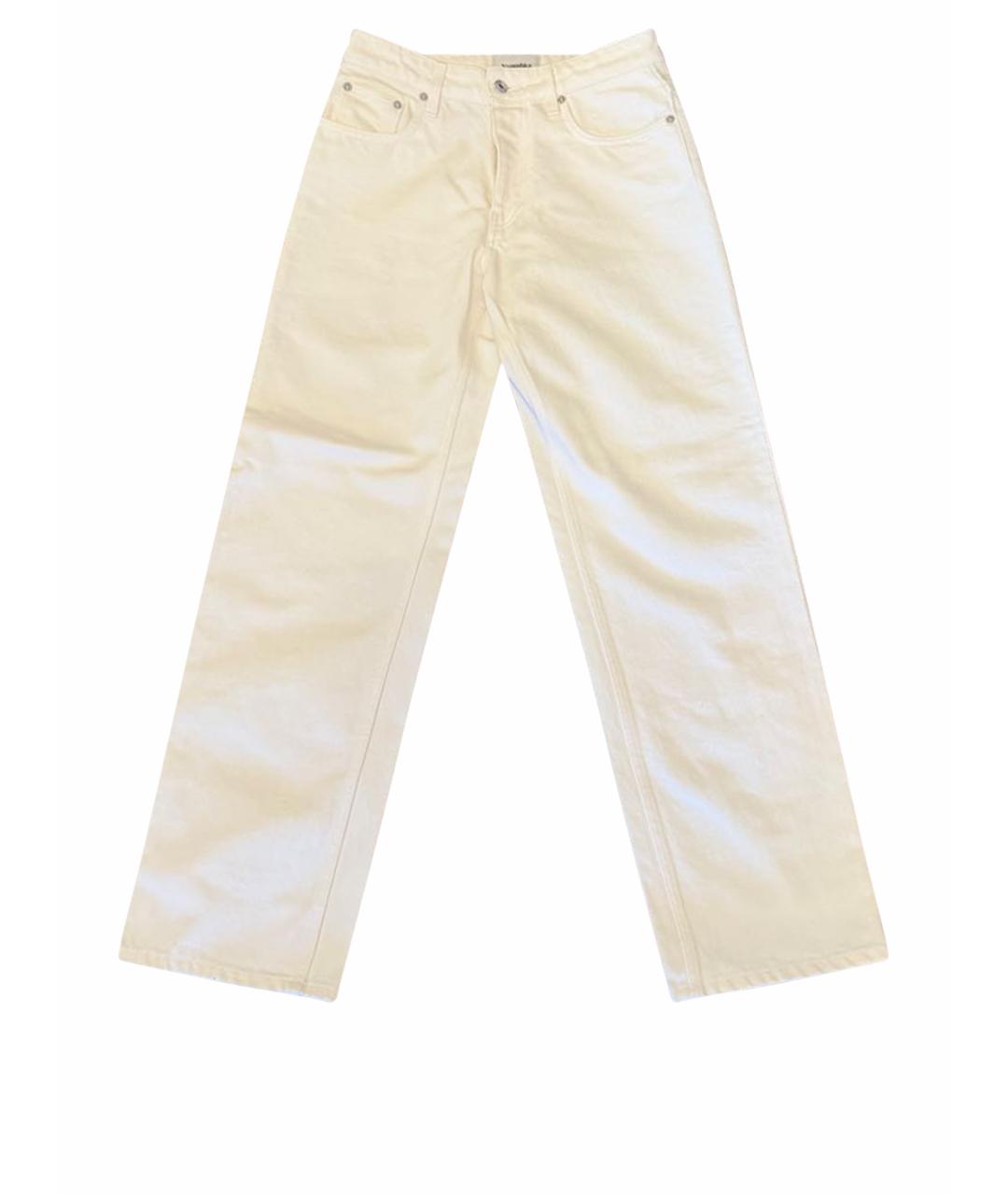 NANUSHKA Белые хлопковые прямые джинсы, фото 1