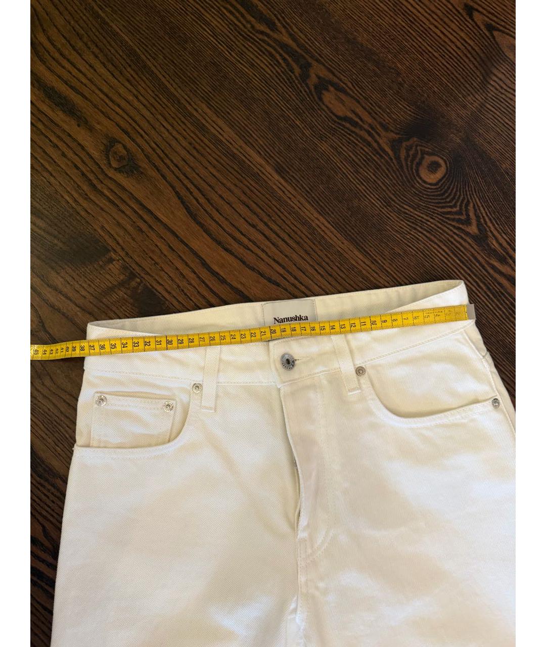 NANUSHKA Белые хлопковые прямые джинсы, фото 5