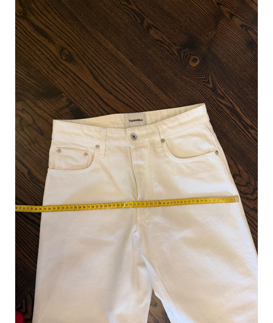 NANUSHKA Белые хлопковые прямые джинсы, фото 6