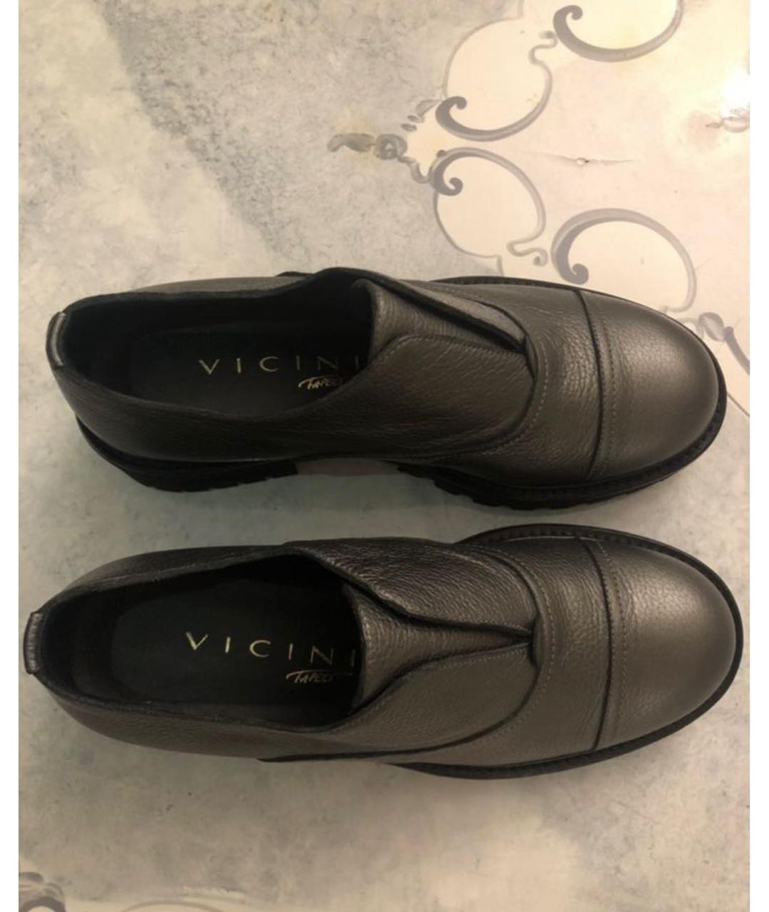 VICINI Антрацитовые кожаные лоферы, фото 4
