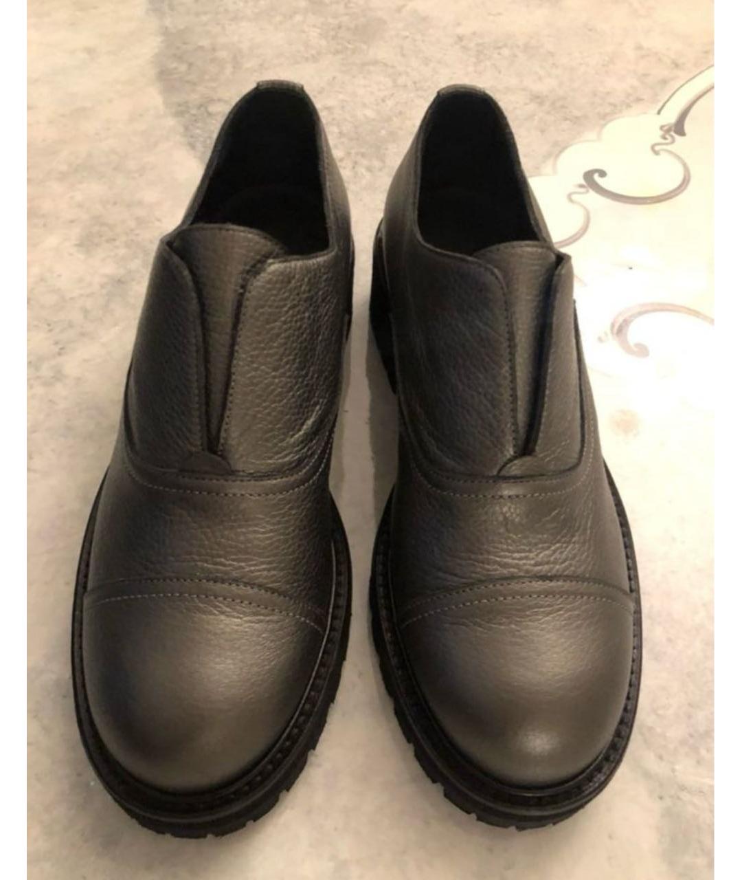 VICINI Антрацитовые кожаные лоферы, фото 5