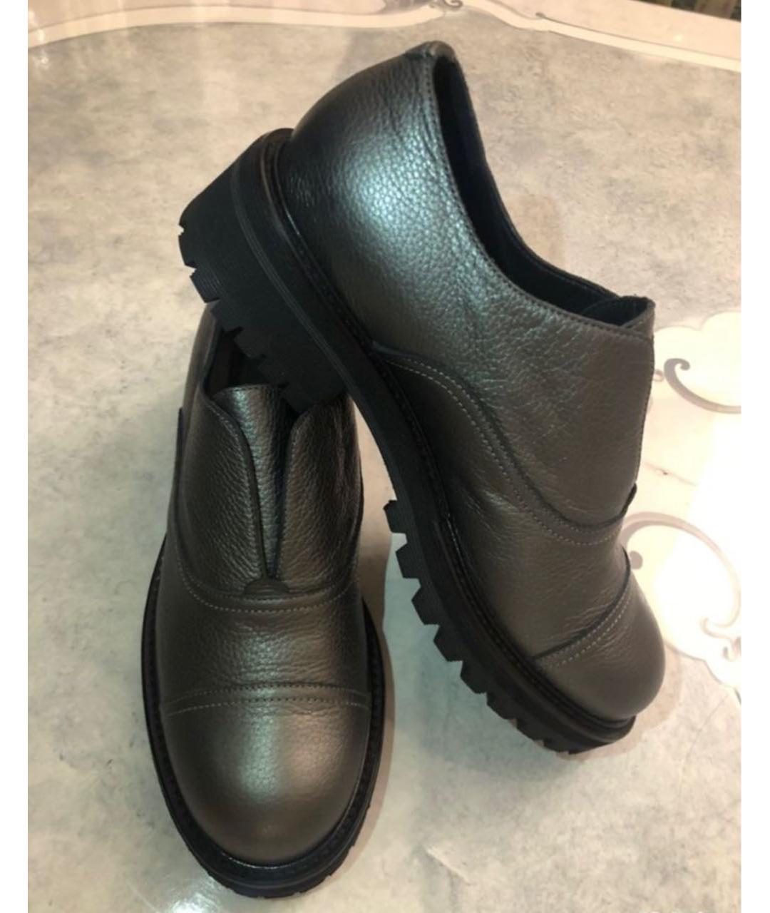 VICINI Антрацитовые кожаные лоферы, фото 3