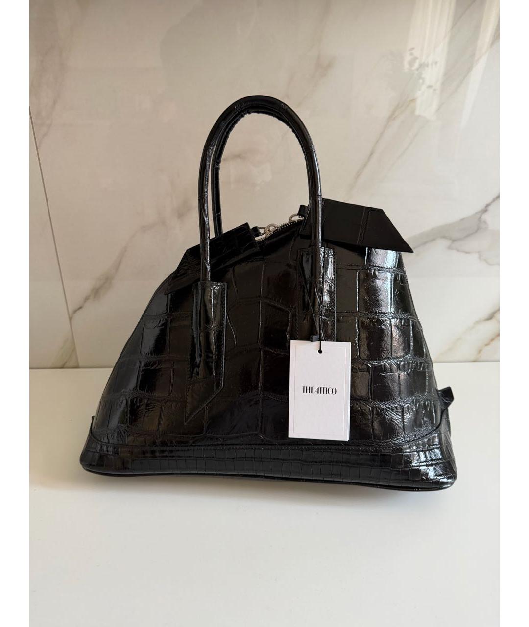 THE ATTICO Черная сумка с короткими ручками из лакированной кожи, фото 2