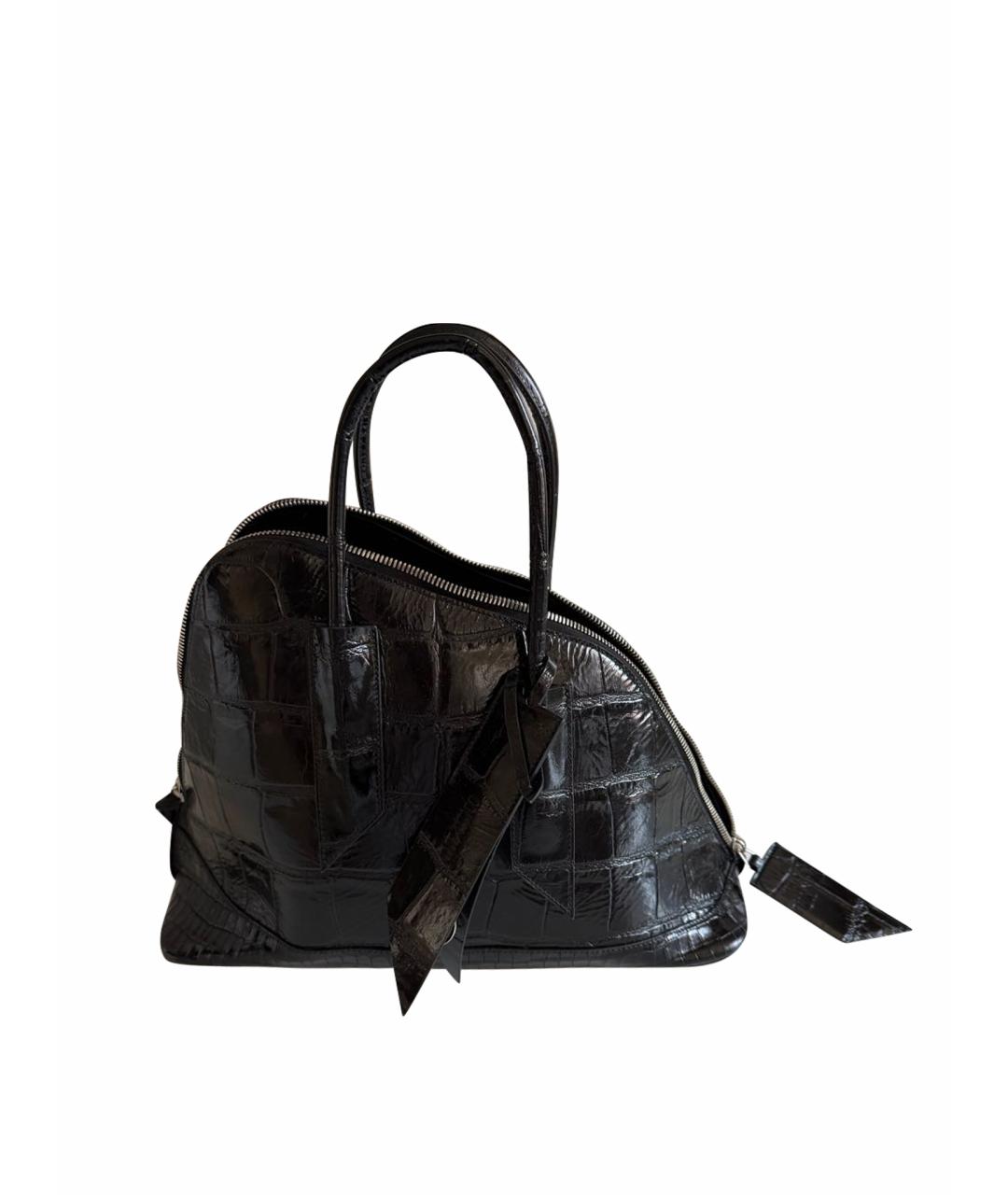 THE ATTICO Черная сумка с короткими ручками из лакированной кожи, фото 1