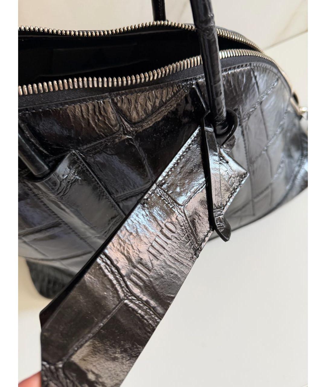 THE ATTICO Черная сумка с короткими ручками из лакированной кожи, фото 4