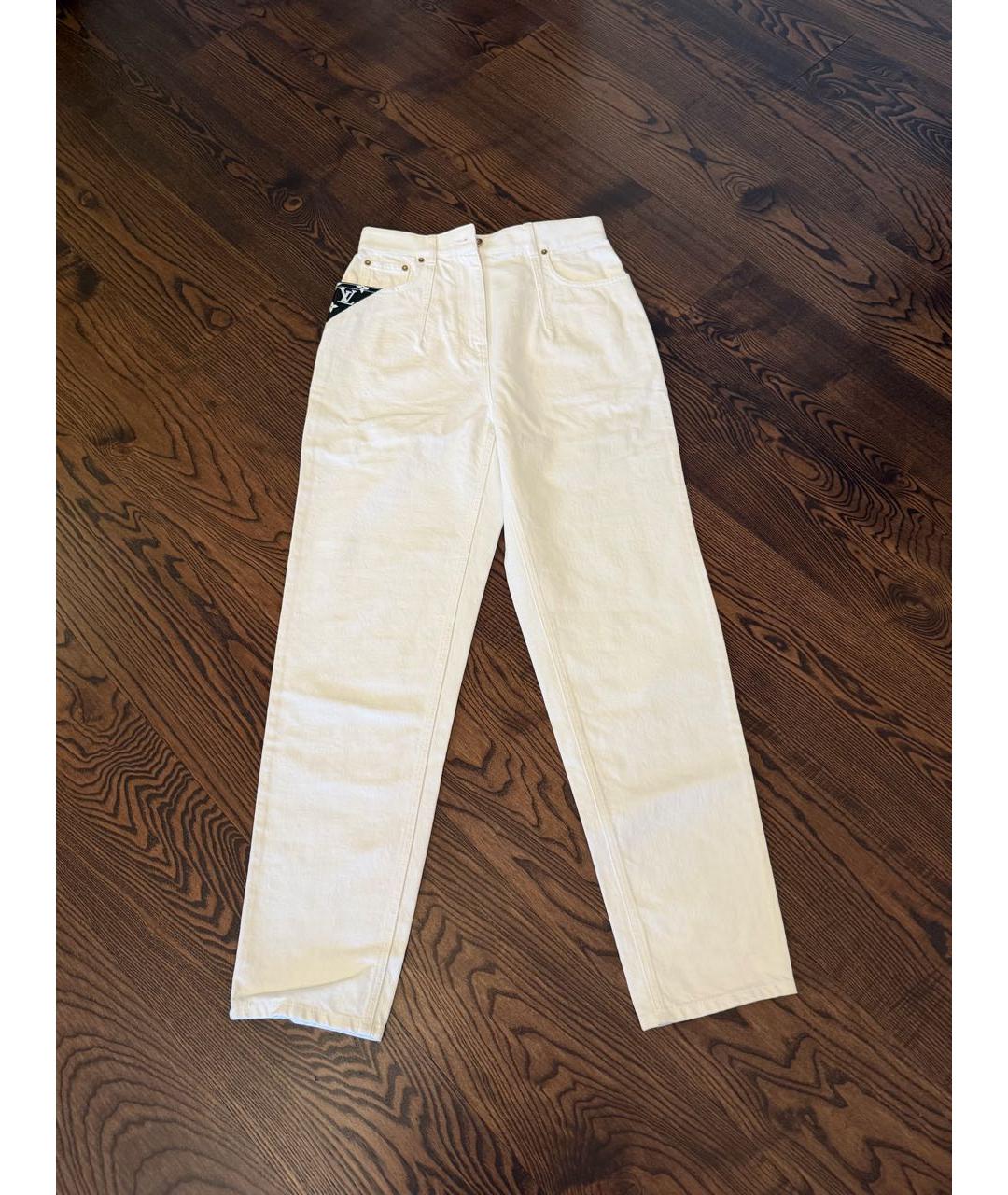 LOUIS VUITTON Белые хлопковые джинсы слим, фото 8