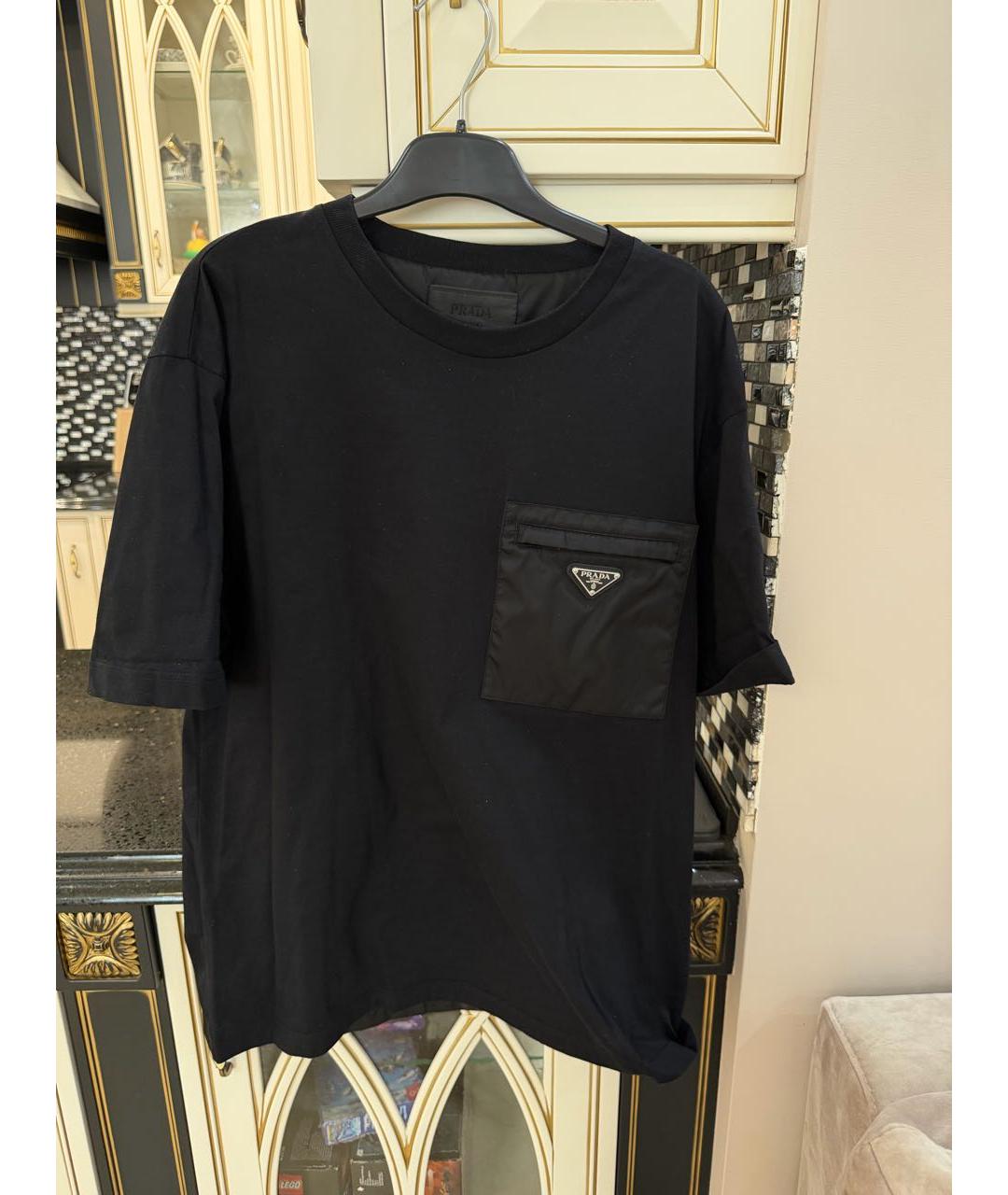 PRADA Черная хлопковая футболка, фото 6