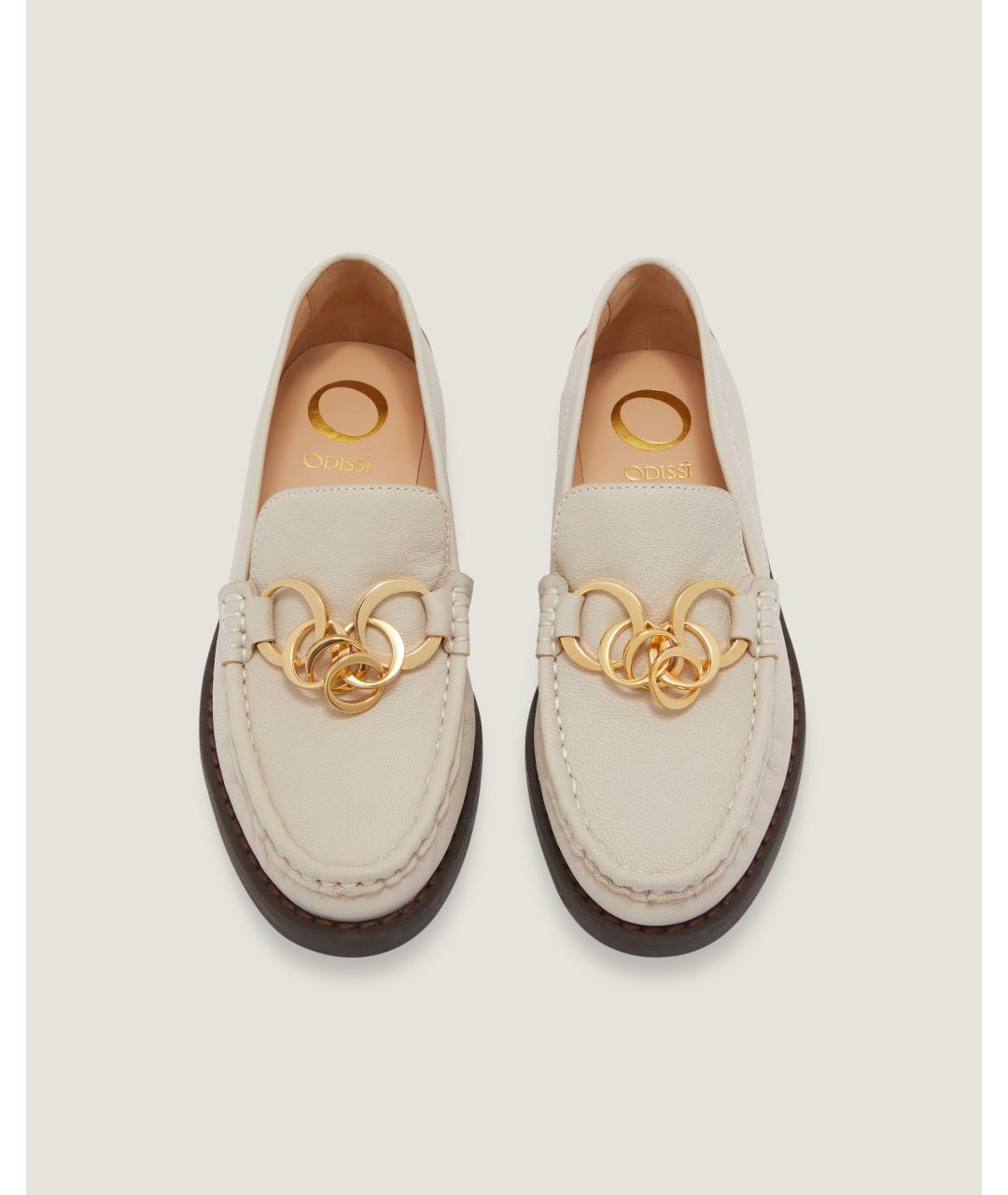 Odissì Белые кожаные лоферы, фото 4