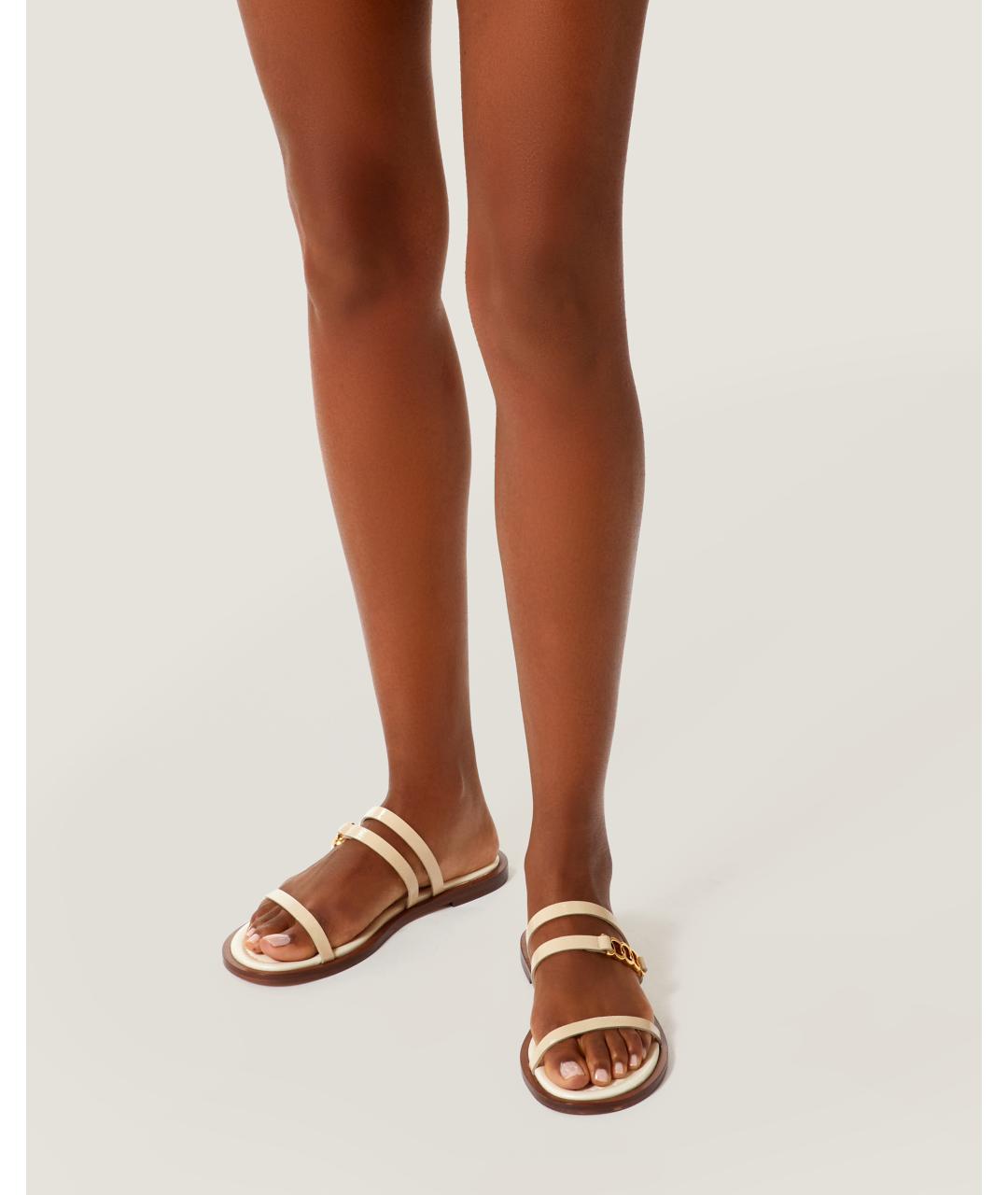 Odissì Бежевые кожаные шлепанцы, фото 5