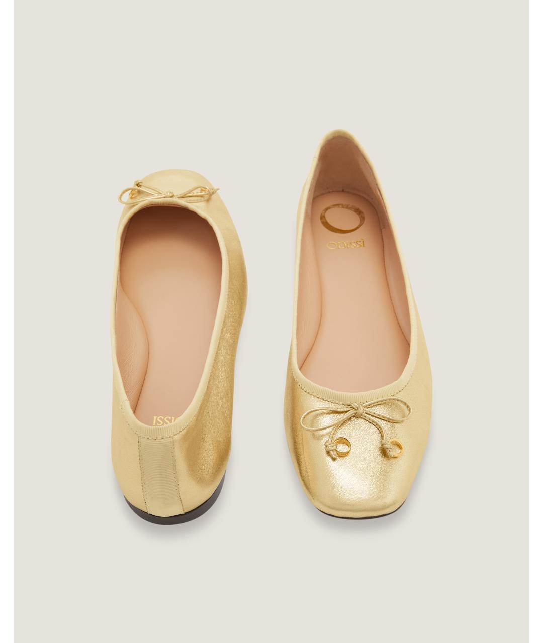 Odissì Золотые кожаные балетки, фото 3