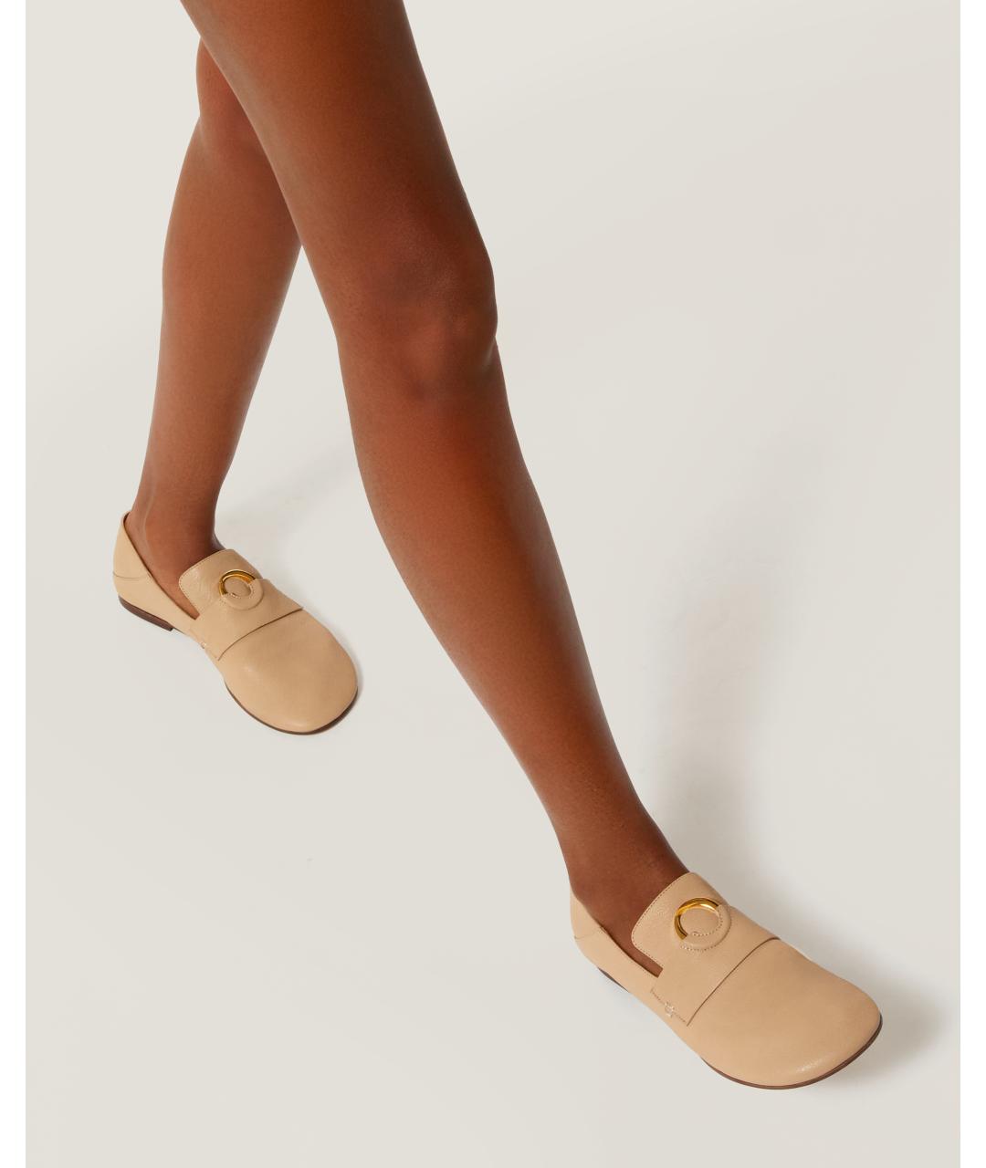 Odissì Бежевые кожаные лоферы, фото 5