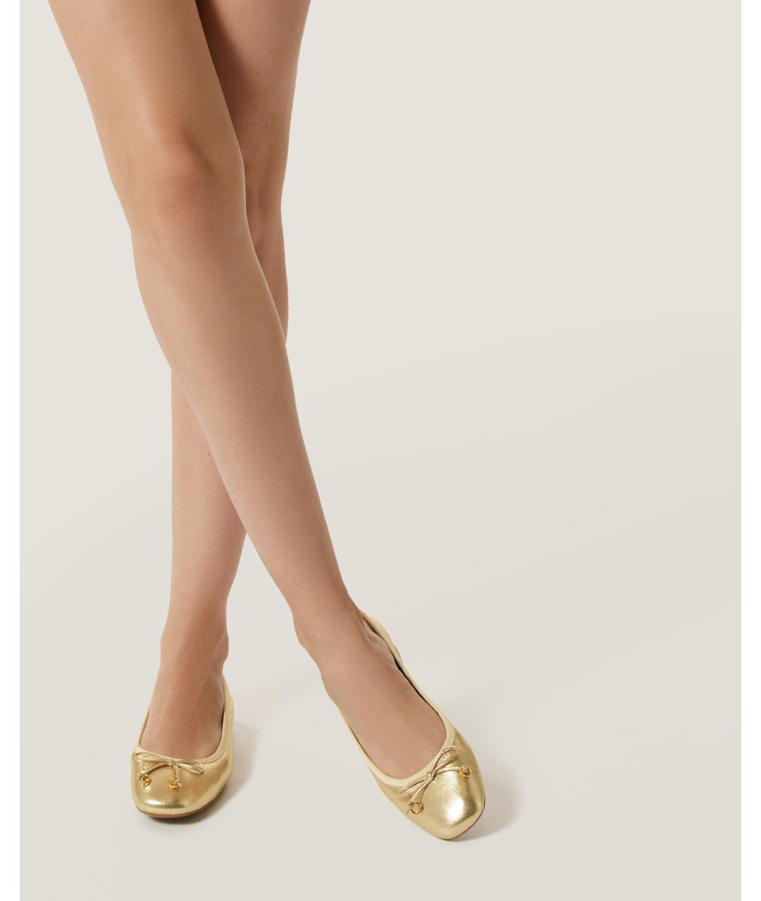 Odissì Золотые кожаные балетки, фото 5