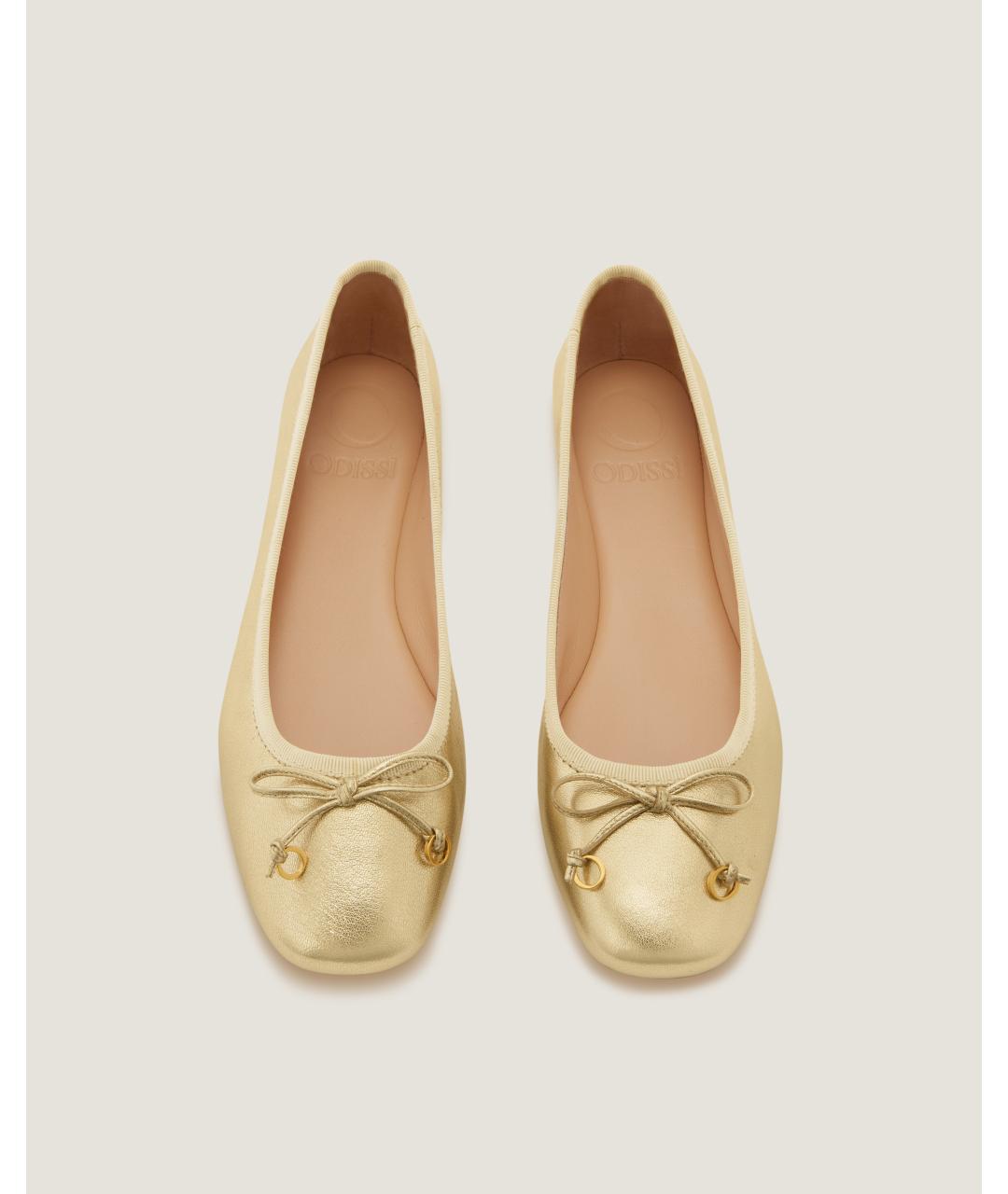 Odissì Золотые кожаные балетки, фото 4