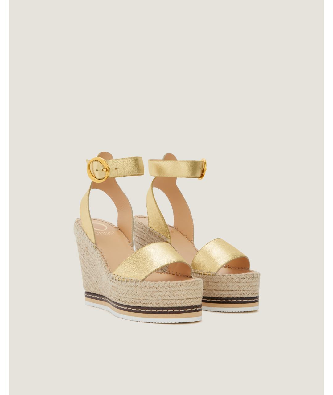 Odissì Золотые кожаные босоножки, фото 2