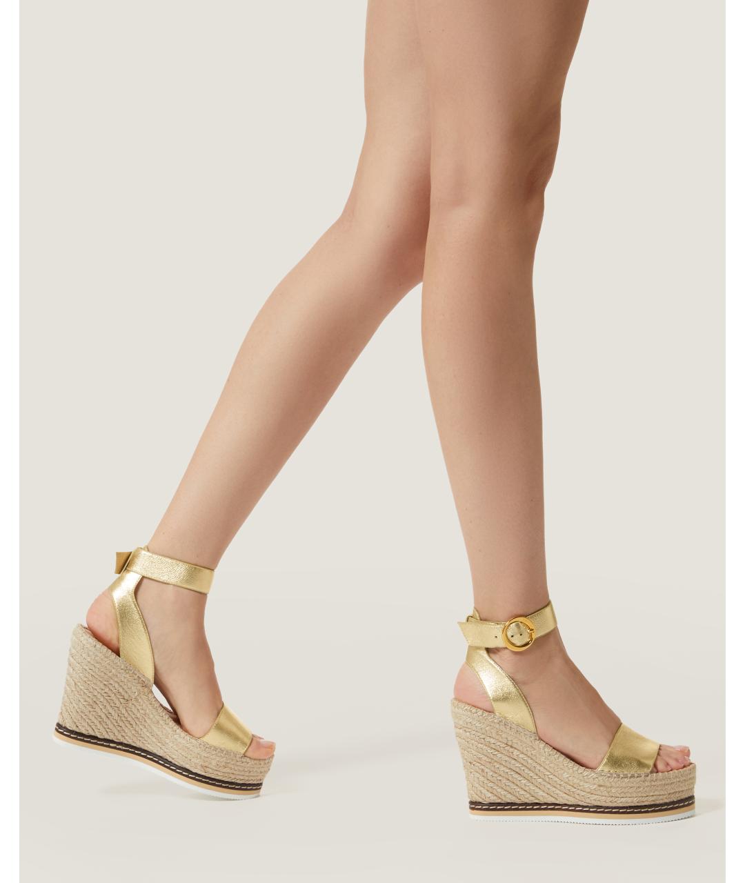 Odissì Золотые кожаные босоножки, фото 5