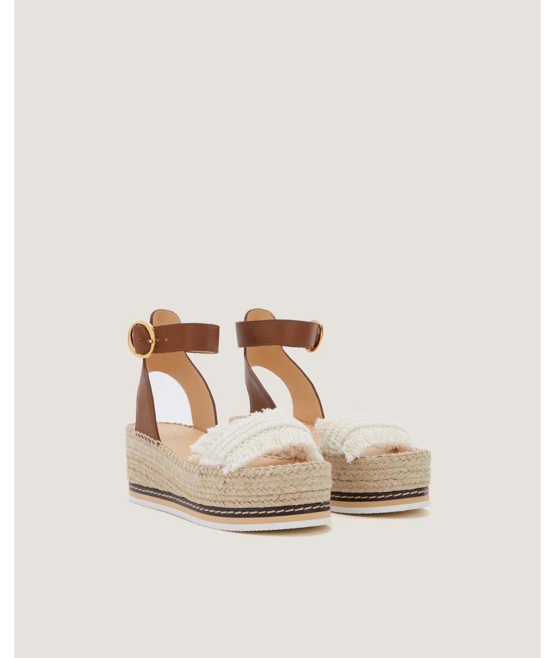 Odissì Бежевые кожаные босоножки, фото 2