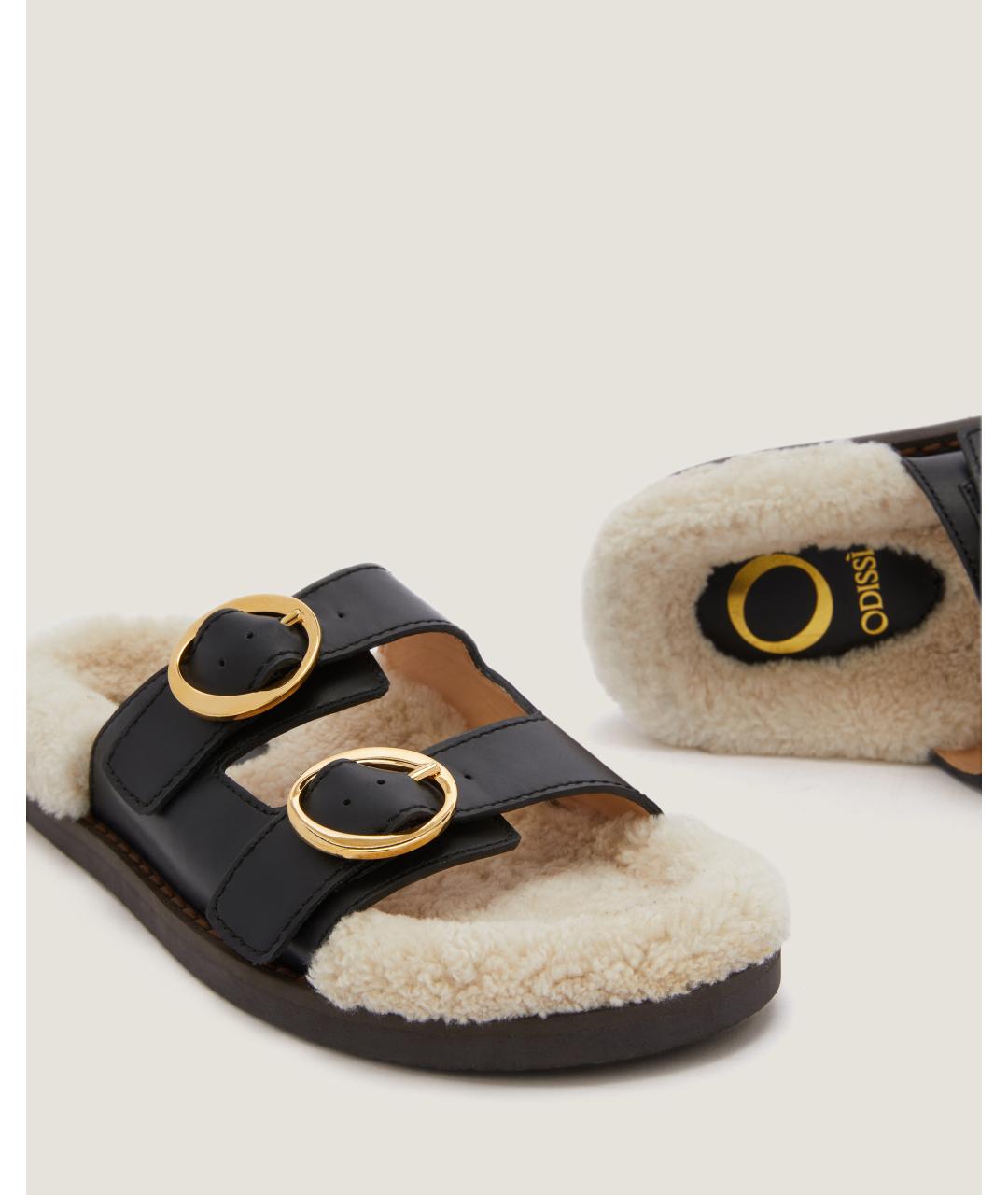 Odissì Черные кожаные шлепанцы, фото 3