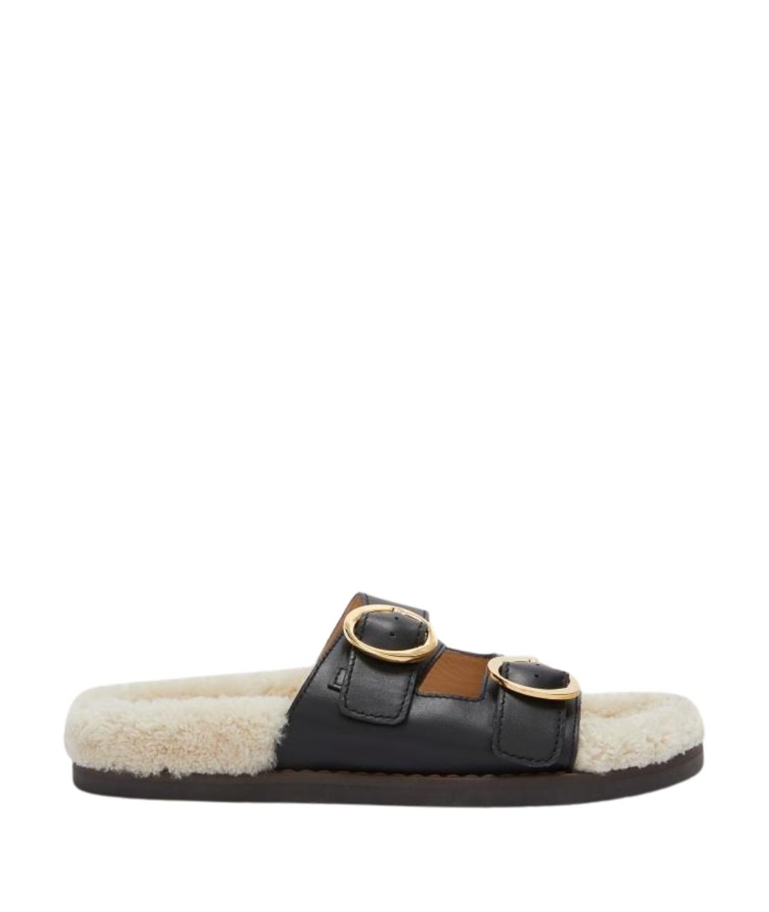 Odissì Черные кожаные шлепанцы, фото 1