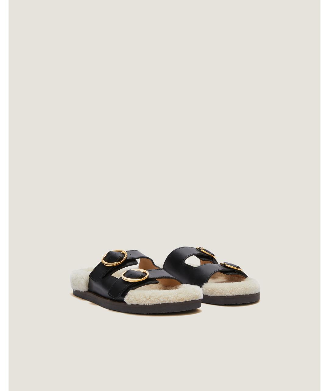 Odissì Черные кожаные шлепанцы, фото 2