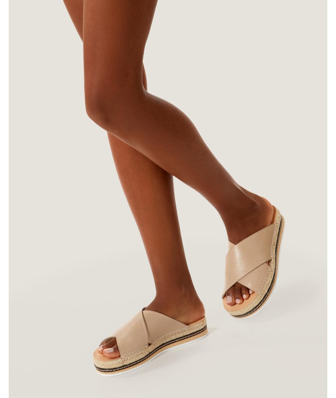 Odissì Бежевые кожаные шлепанцы, фото 5
