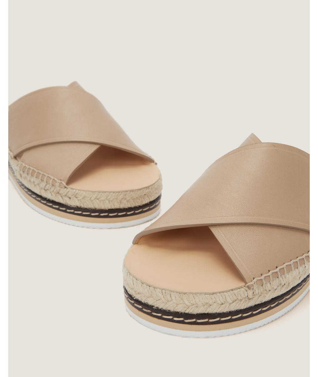 Odissì Бежевые кожаные шлепанцы, фото 3