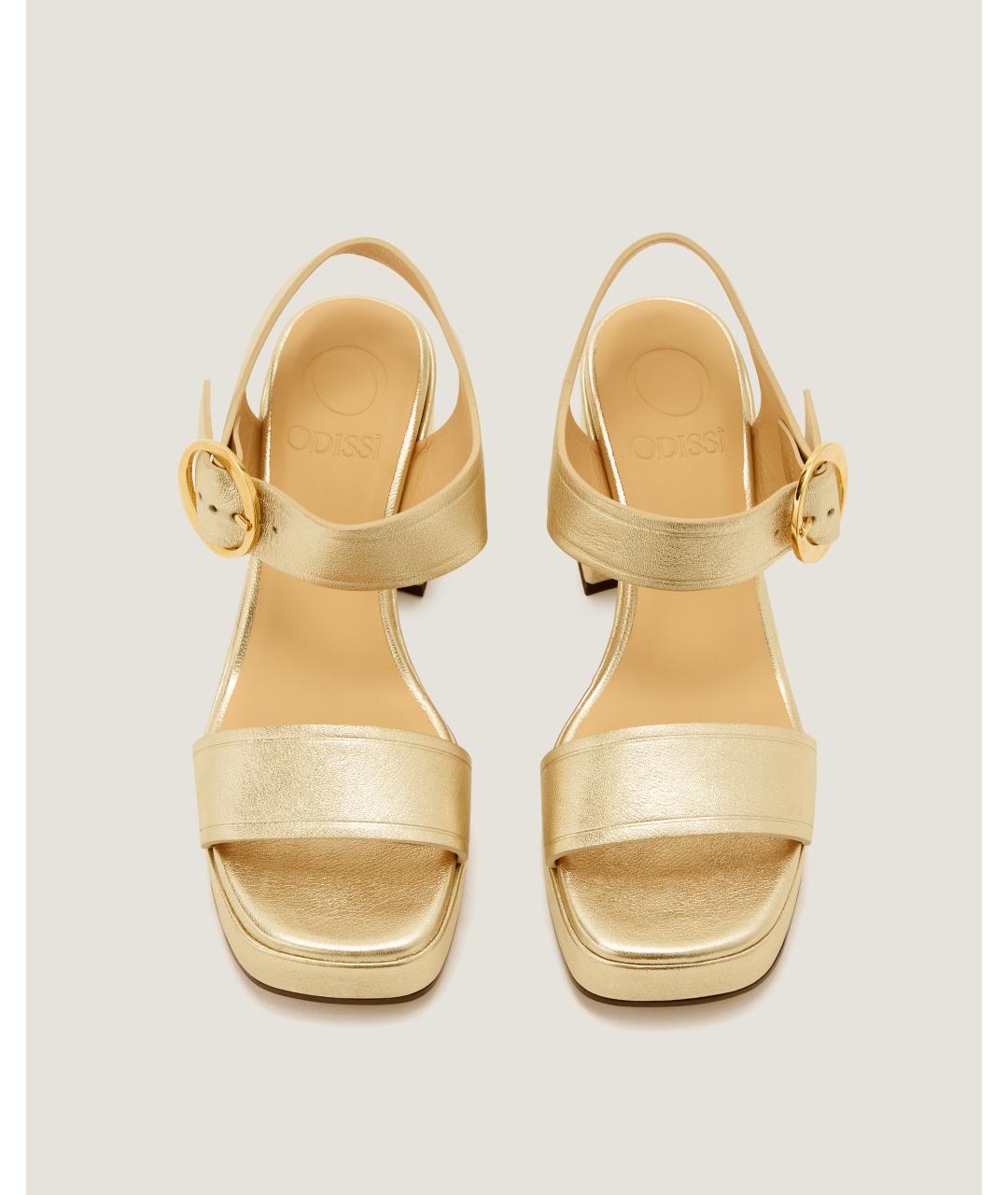 Odissì Золотые кожаные босоножки, фото 4