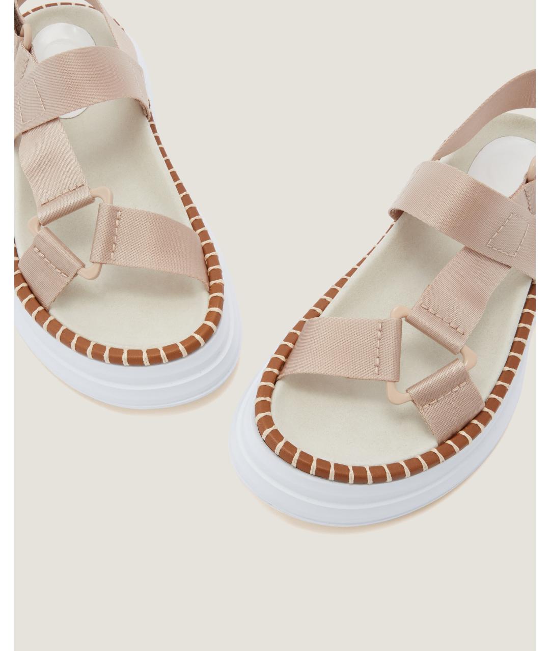 Odissì Бежевые текстильные сандалии, фото 3