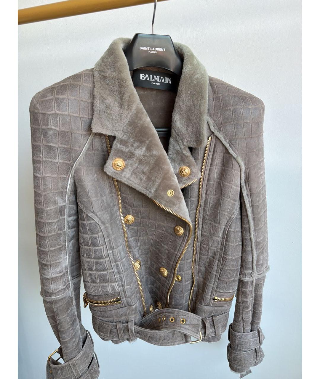 BALMAIN Антрацитовая замшевая дубленка, фото 6