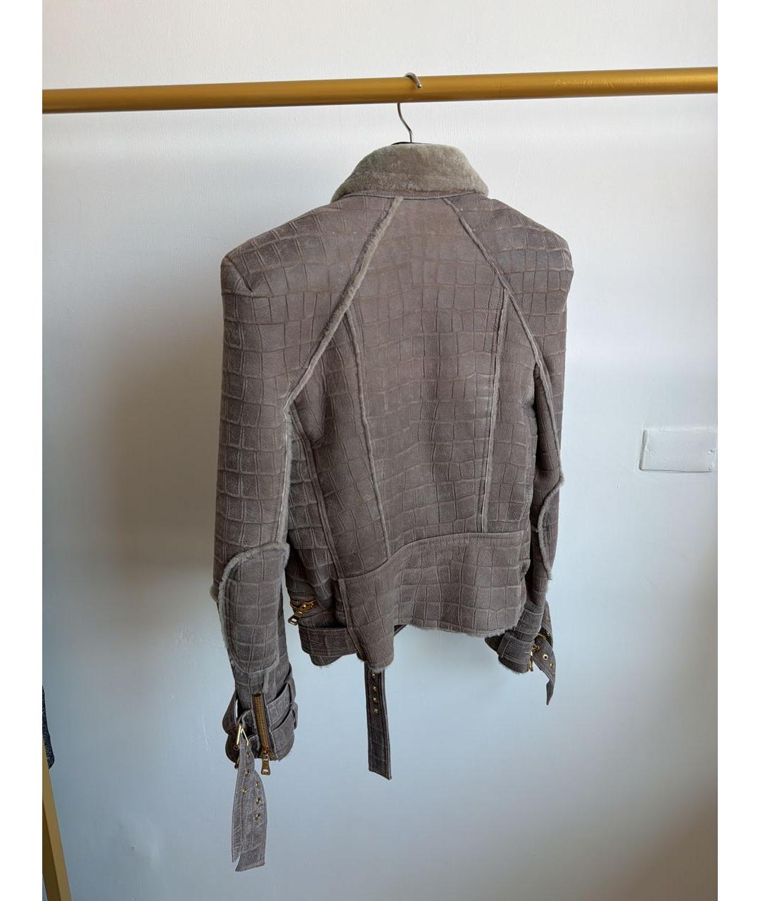 BALMAIN Антрацитовая замшевая дубленка, фото 2