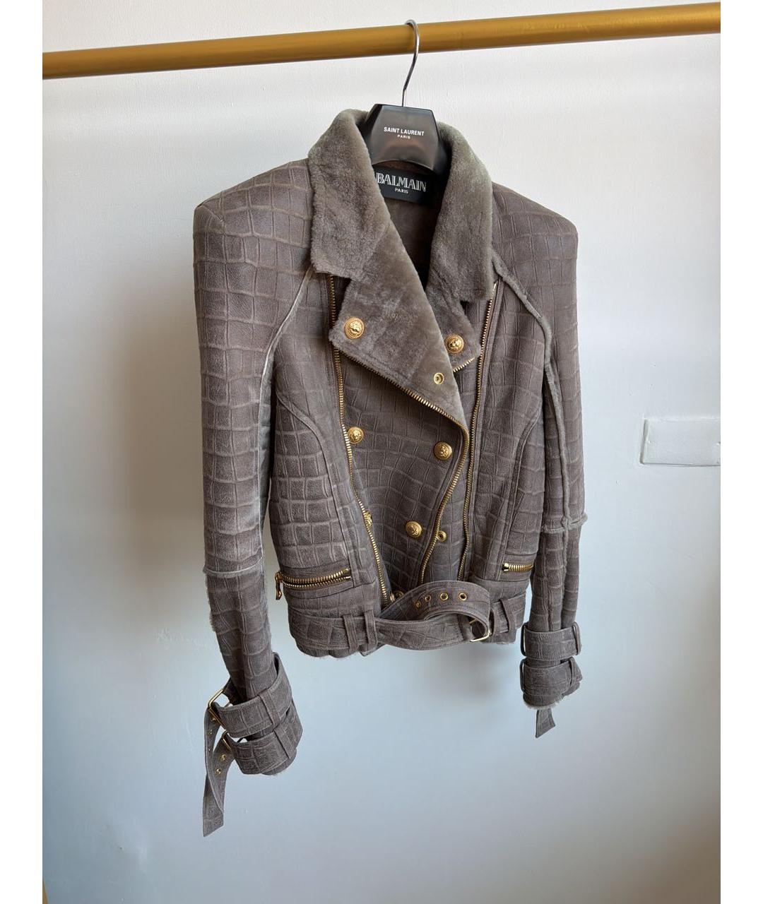 BALMAIN Антрацитовая замшевая дубленка, фото 7