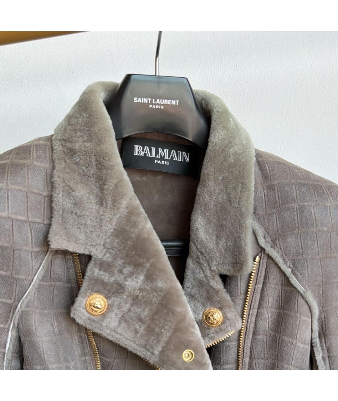 BALMAIN Антрацитовая замшевая дубленка, фото 3