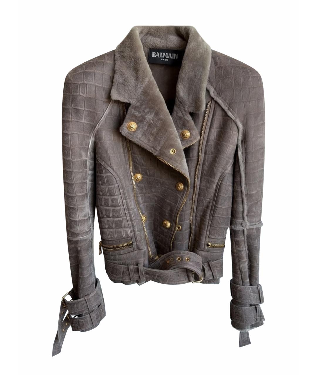 BALMAIN Антрацитовая замшевая дубленка, фото 1