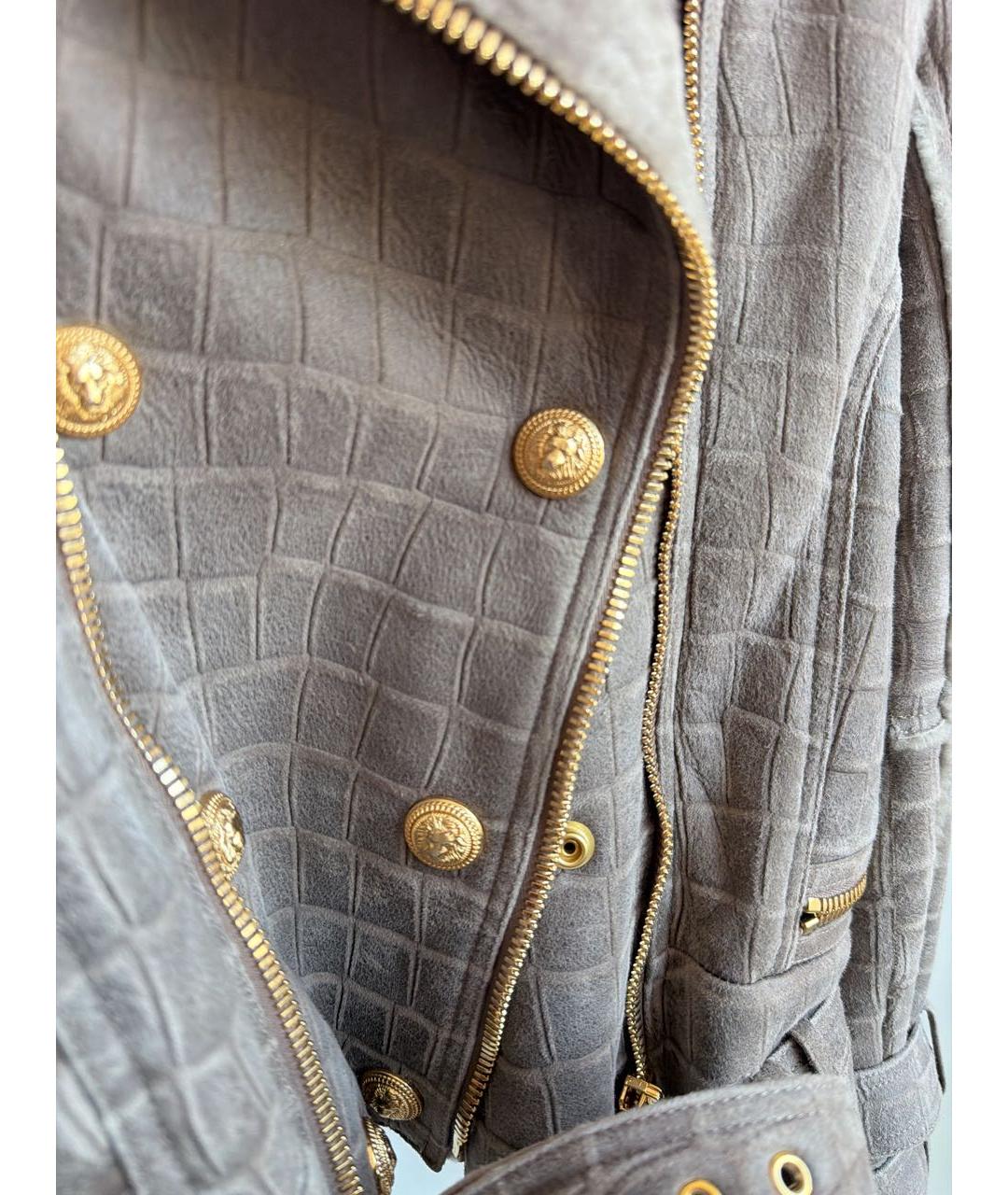 BALMAIN Антрацитовая замшевая дубленка, фото 4