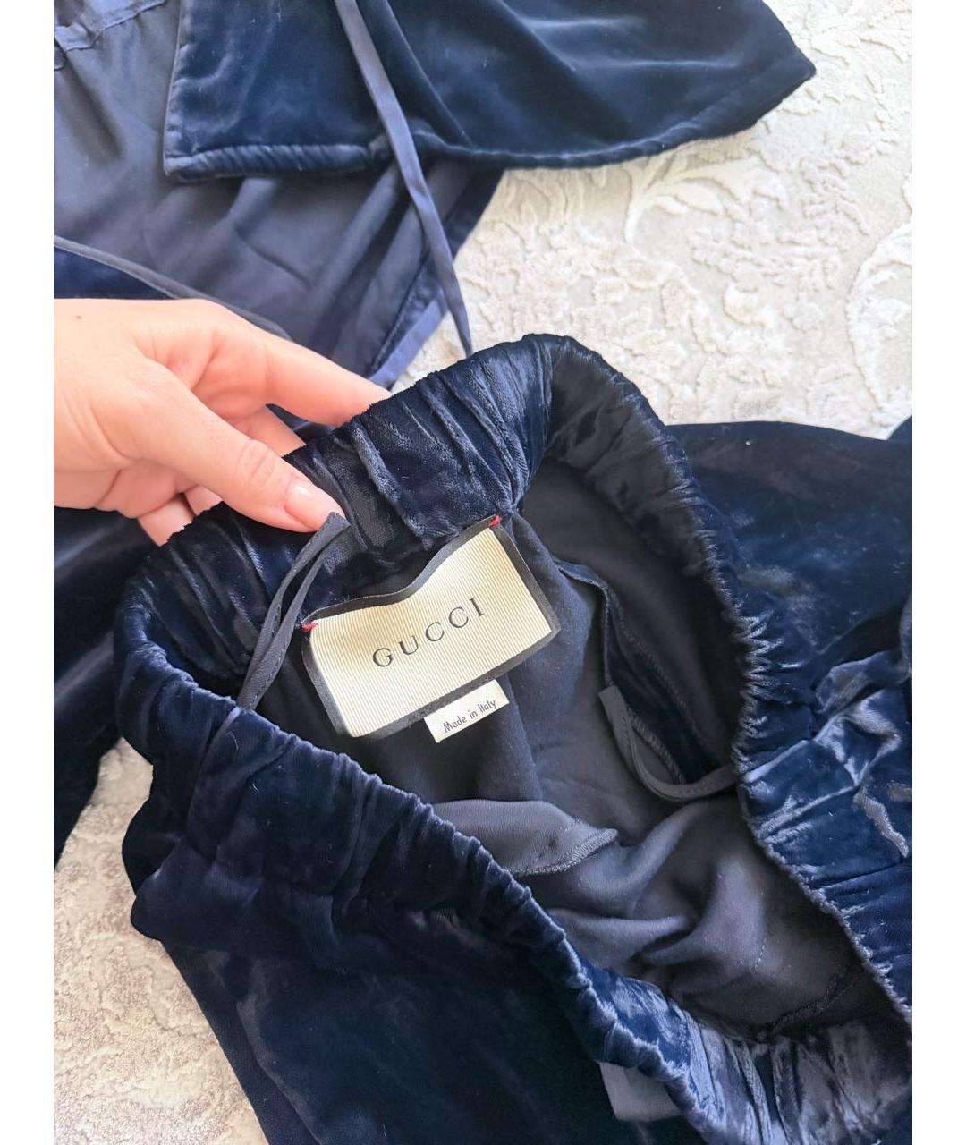 GUCCI Темно-синий бархатный костюм с брюками, фото 2