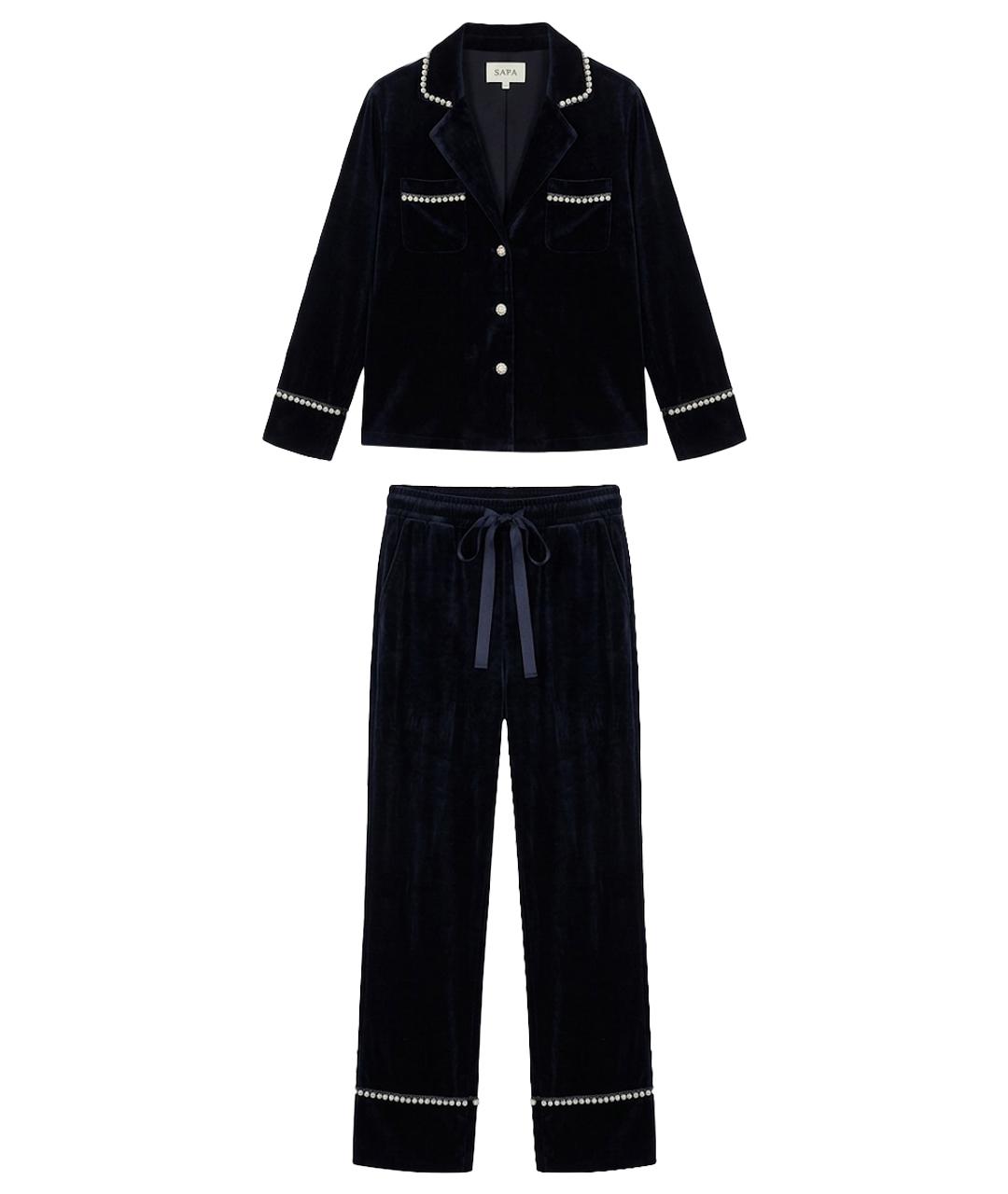 GUCCI Темно-синий бархатный костюм с брюками, фото 10