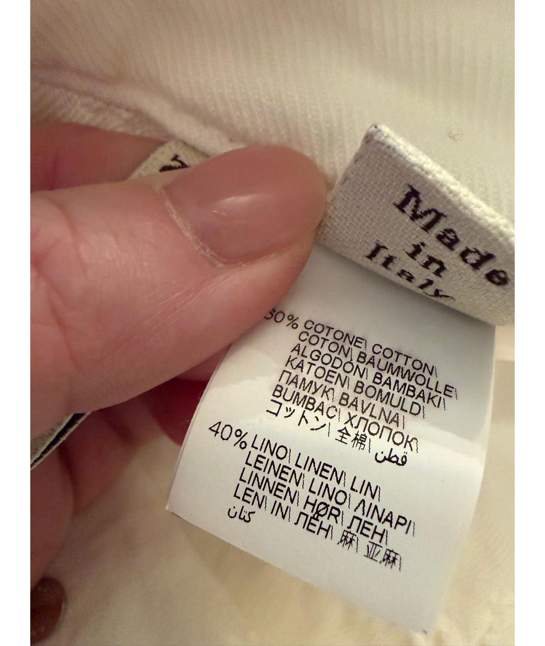 BRUNELLO CUCINELLI Белые хлопковые брюки широкие, фото 4