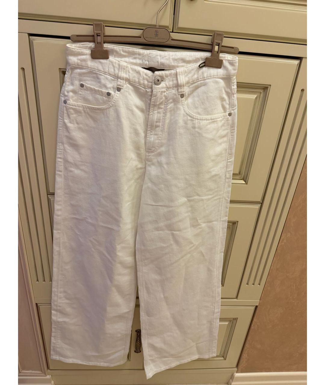 BRUNELLO CUCINELLI Белые хлопковые брюки широкие, фото 2