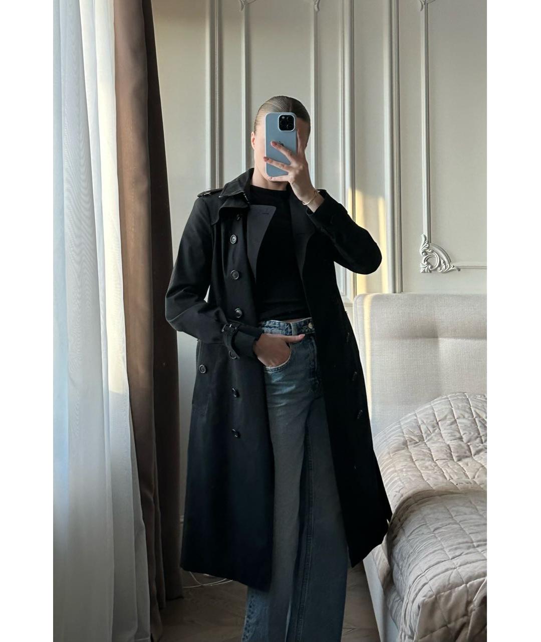 BURBERRY Черный хлопковый тренч/плащ, фото 5