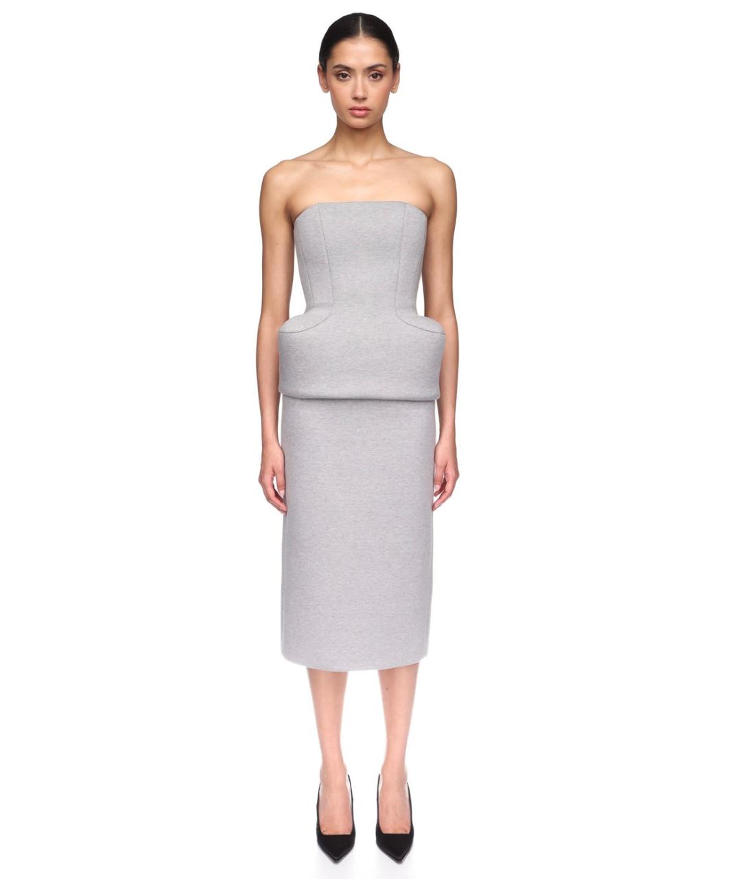 DAVID KOMA Серая хлопковая юбка миди, фото 2