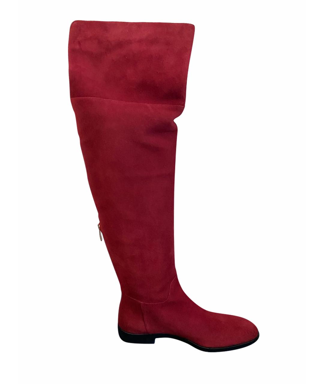 SERGIO ROSSI Красные замшевые сапоги, фото 1