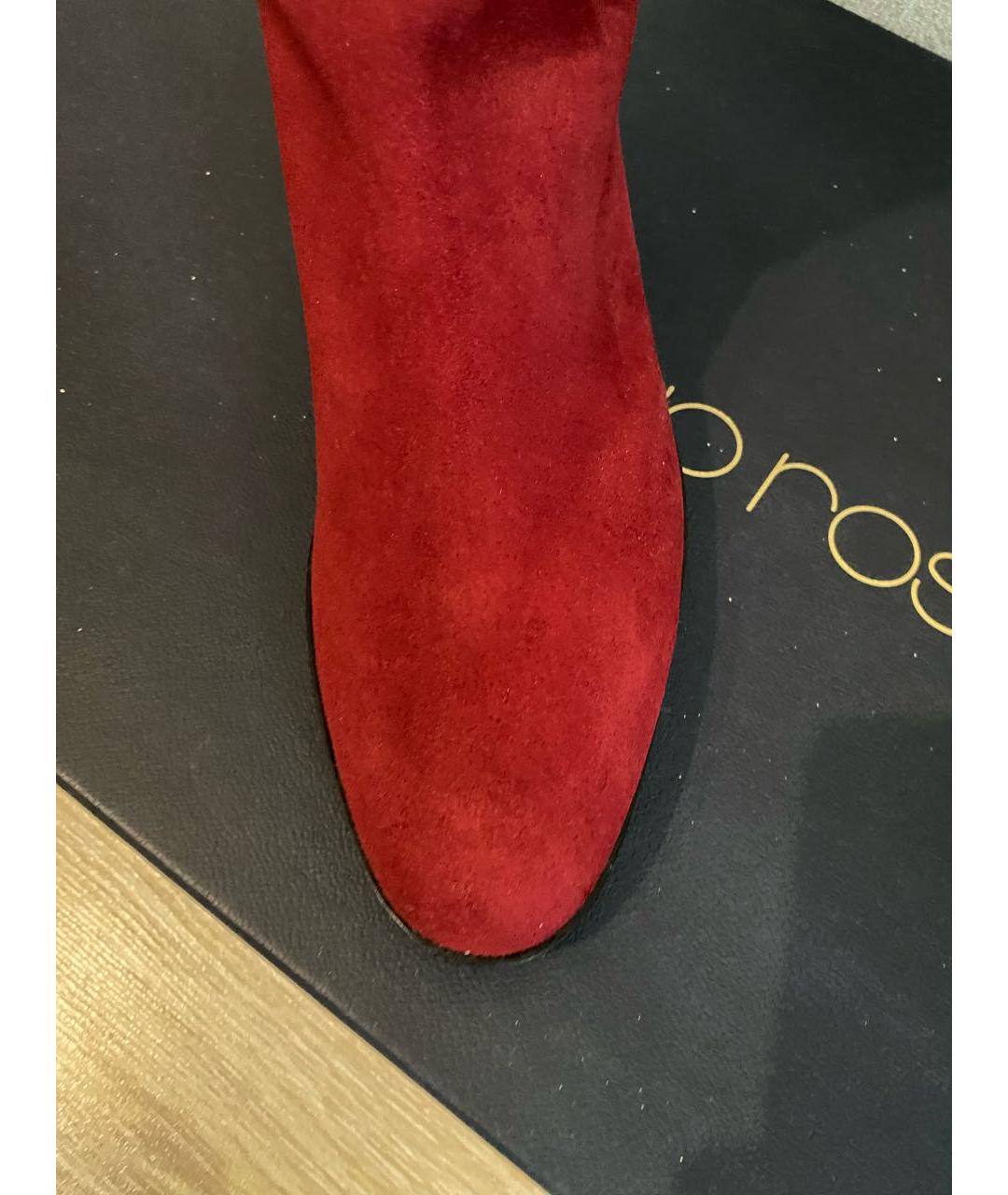 SERGIO ROSSI Красные замшевые сапоги, фото 2