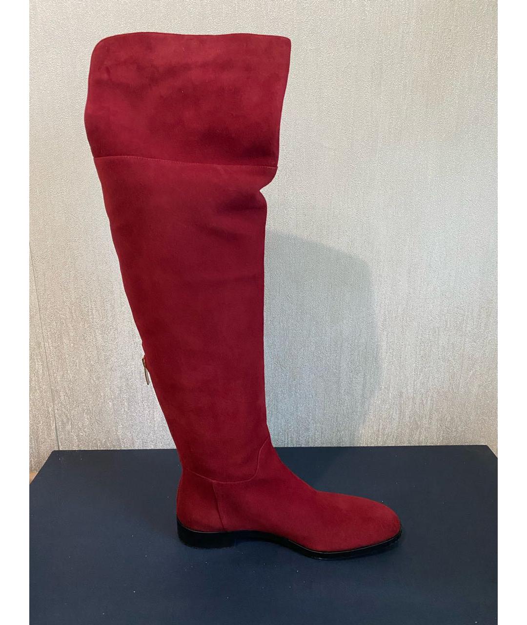 SERGIO ROSSI Красные замшевые сапоги, фото 4