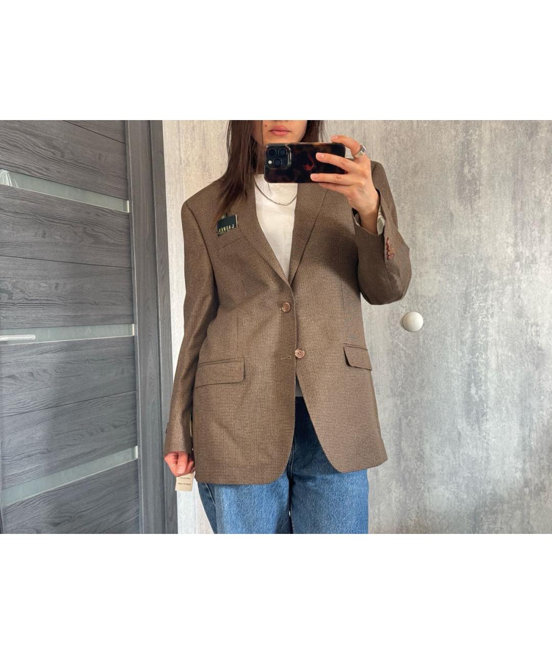 RALPH LAUREN COLLECTION Коричневый вискозный пиджак, фото 6