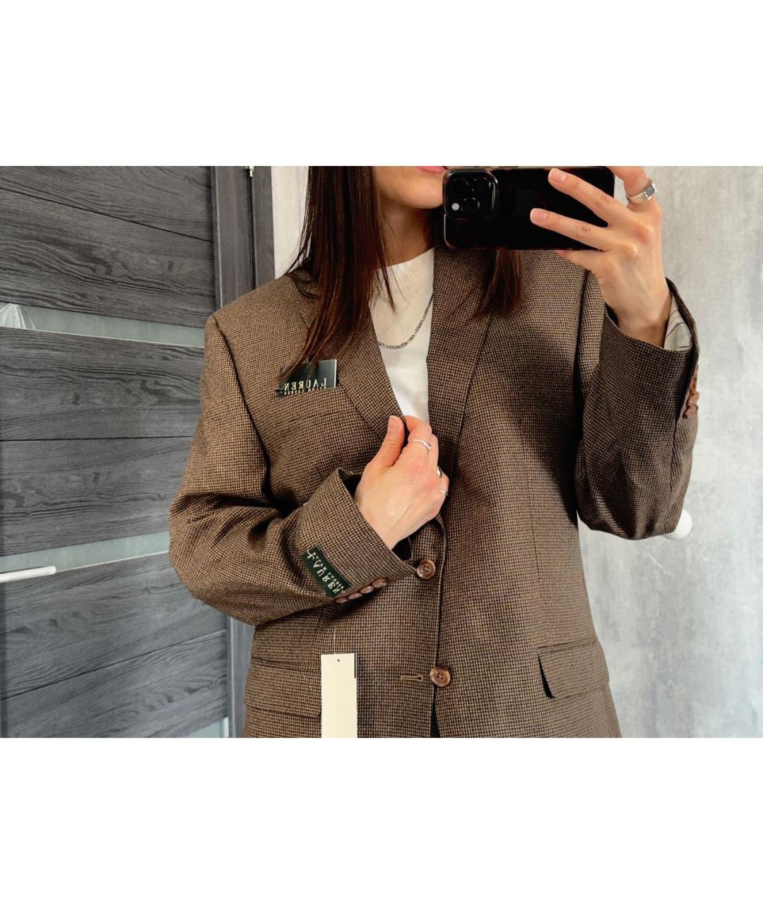 RALPH LAUREN COLLECTION Коричневый вискозный пиджак, фото 7