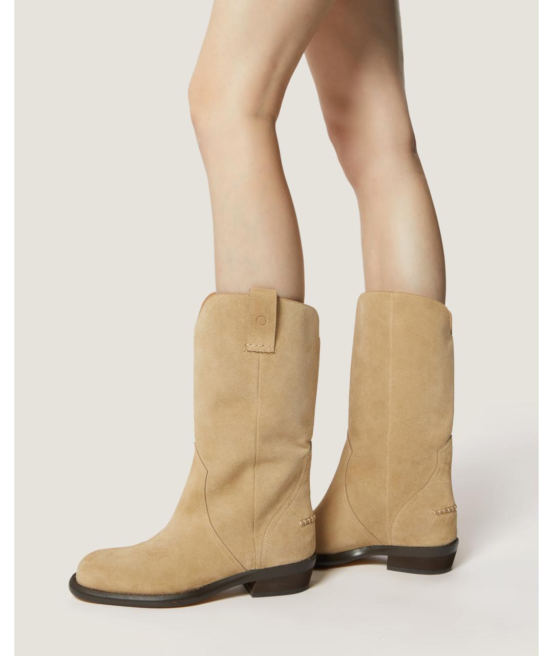 Odissì Бежевые кожаные сапоги, фото 5