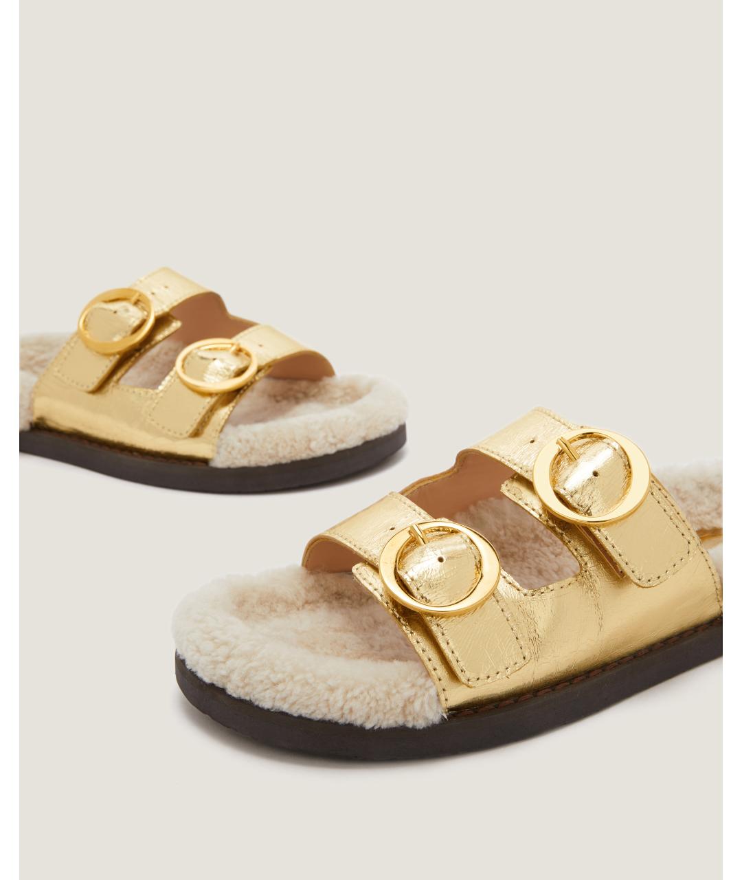 Odissì Золотые кожаные шлепанцы, фото 3