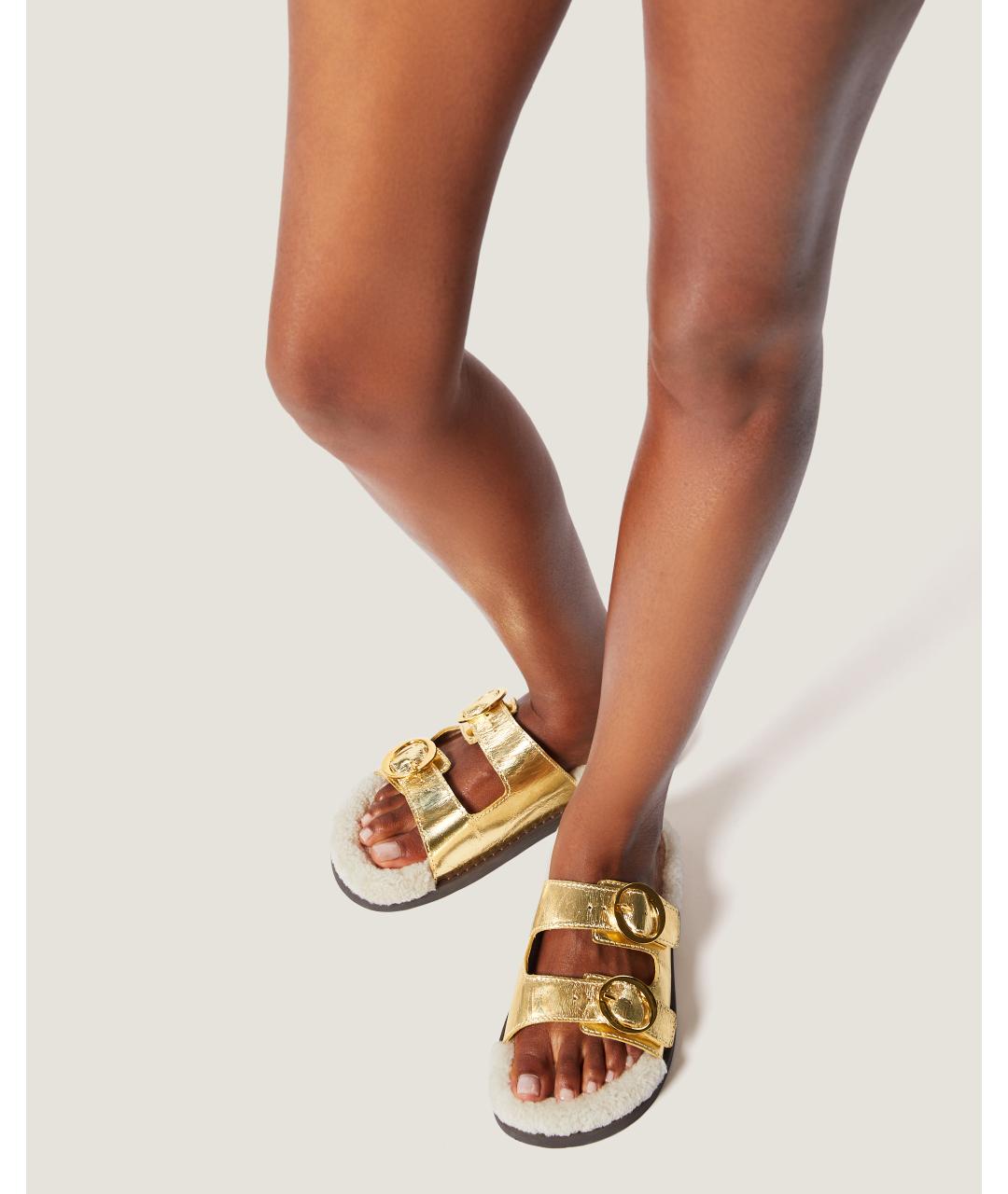 Odissì Золотые кожаные шлепанцы, фото 5