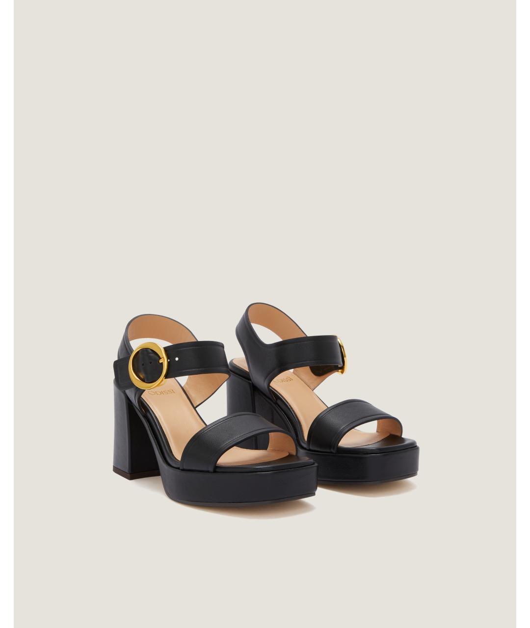 Odissì Черные кожаные босоножки, фото 2