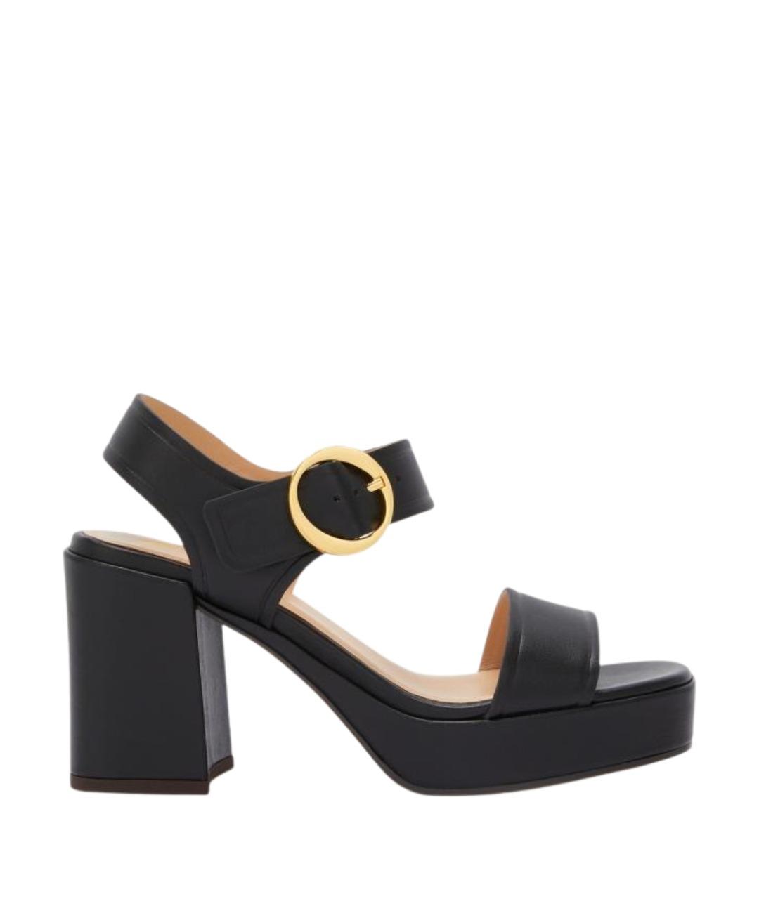 Odissì Черные кожаные босоножки, фото 1