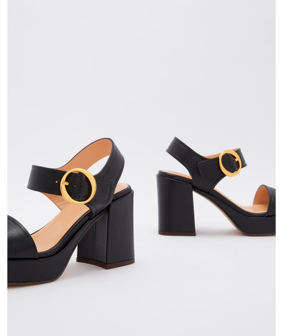 Odissì Черные кожаные босоножки, фото 3